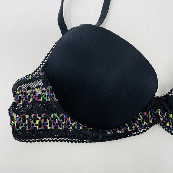 Calvin Klein Womens Size 32B Striped Lace Demi Bra QF5873 in Black $46 875 - Picture 3 of 6